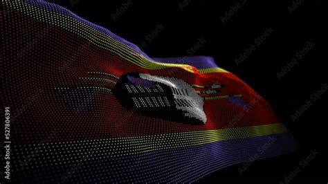 Seamless Looping Animated Digital Flag Of Eswatini Overlay Rendered Of