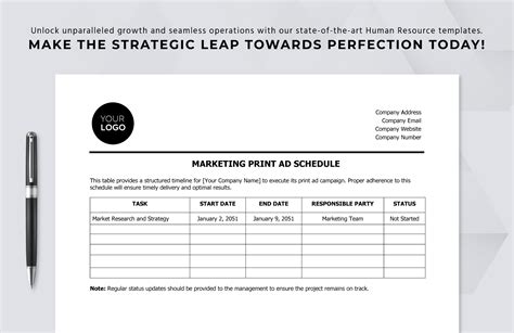 Marketing Print Ad Schedule Template in Word, PDF, Google Docs ...