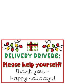 Delivery Driver Snack Sign Freebie By Caff And Crayons Tpt