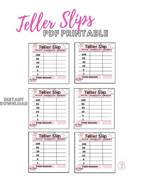 Teller Slips Cash Breakdown Printable Cash Breakdown Bank Teller