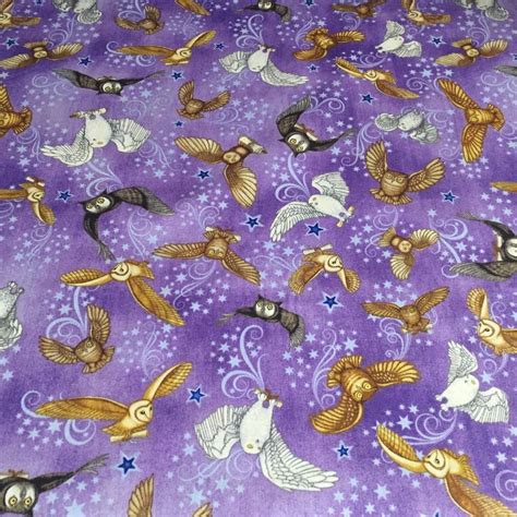 Spellbound Wizard Owls Stars 100 Cotton Fabric By The Yard On Med