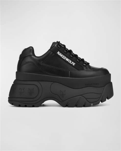 Naked Wolfe Sprinter Platform Leather Low Top Sneakers Neiman Marcus