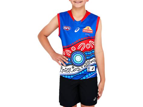 Unisex Western Bulldogs Indigenous Guernsey Youth Electric Blue