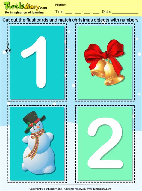 Counting Flashcards One Snowman Turtle Diary Worksheet