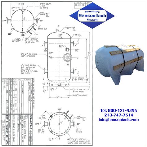 Wn683b 500 Gallon Chilled Water Tank Hanson Tank Asme Code Pressure Vessel Mfg