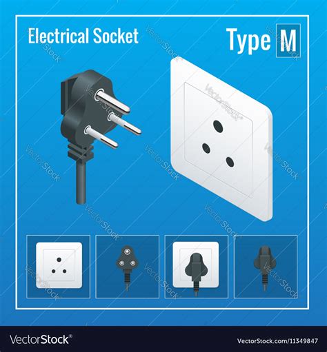 Isometric Switches And Sockets Set Type M Ac Vector Image