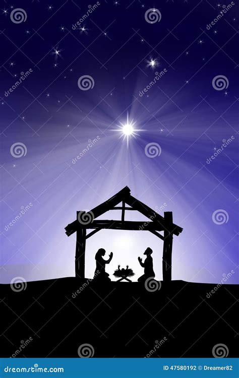 Traditional Christian Christmas Nativity Scene with the Three Wi Stock Illustration ...