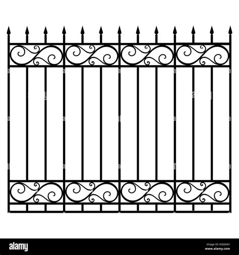 Vector Illustration Wrought Iron Modular Railing And Fence Vintage