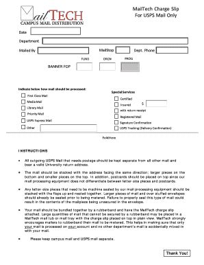 Fillable Online Depts Ttu Mailtech Charge Slip Fax Email Print Pdffiller