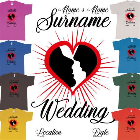 Wedding Heart Kiss Custom Names Surname Location Date Bali Tshirt