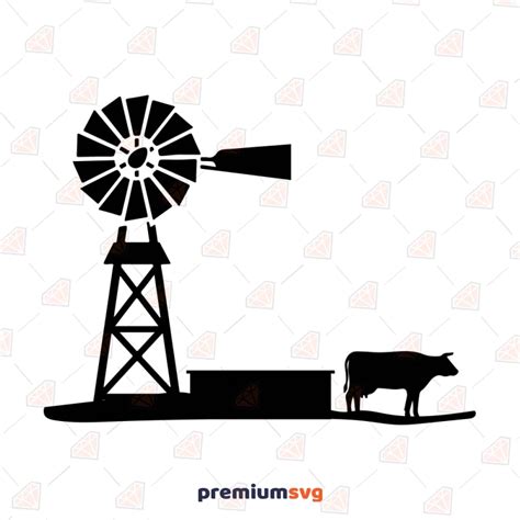 Farm Scene Windmill And Cattle Svg Cut File Premiumsvg