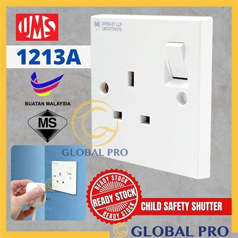 1pc Ums 1213a 13a Bakelite Switch Socket Sirim Approved Socket Wall