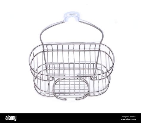 Luxury Satin Finish Shower Caddy Isolated On White Background Stock