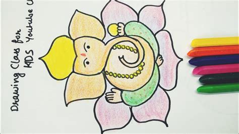 Ganpati Drawing Easy With Colour How To Draw The Sitting Hindu God