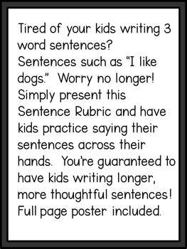 First Grade Sentence Rubric By Mrs Wheeler Teachers Pay Teachers