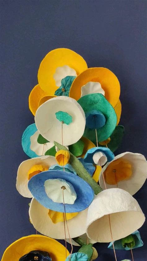 Paper mache Flowers, Wall Art, Wall decor. Sustainable design | Paper ...