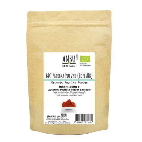 ANBU BIO Paprika Pulver Edelsüß 250g gemahlen Amazon de