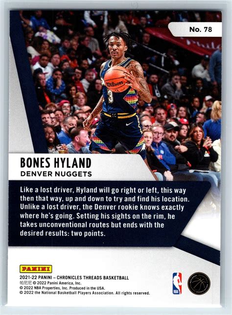 Bones Hyland 2021 22 Panini Chronicles RC Denver Nuggets 78 EBay