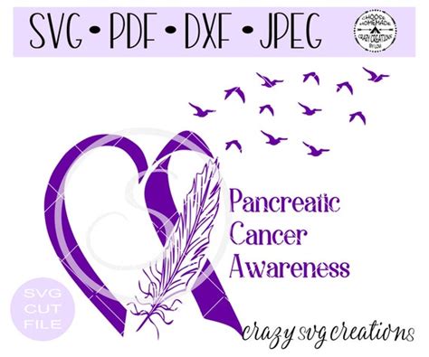 Pancreatic Cancer Awareness Heart Ribbon SVG Digital Cut File - Etsy