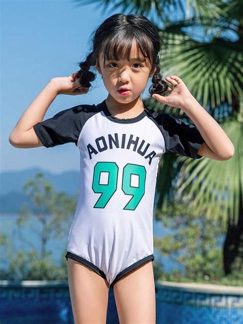 Aonihua Sweet Girl One Piece Swimwear キッズスタイル 可愛い ファッション 若いモデル