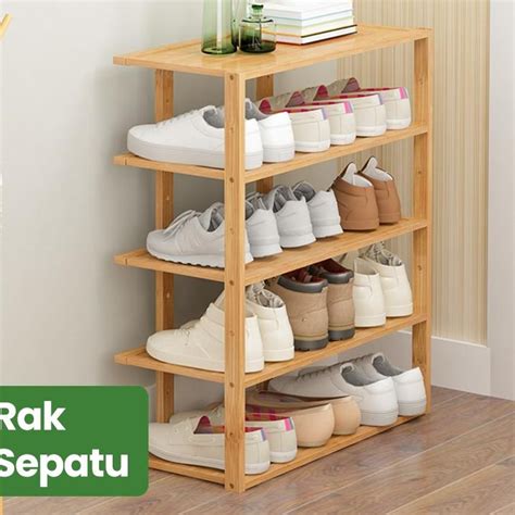 Jual Depan Greenland Rak Sepatu Kayu Tingkat Tempat Sepatu Sandal