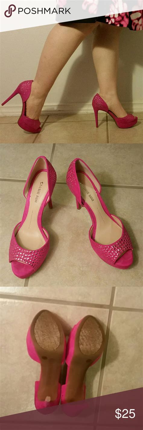 Hot Pink Peep Toe Gianni Bini Heels Pink Suede Heels Heels Peep Toe