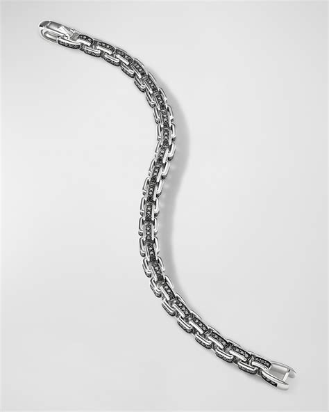 David Yurman Men S Box Chain Bracelet With Black Diamonds In Silver 7