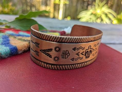 Vintage Copper Thunderbird Cuff Bracelet Boho Sout Gem