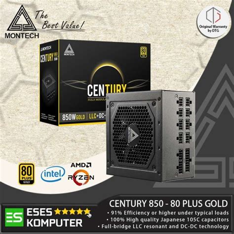 Jual PSU MONTECH CENTURY 850 GOLD 850W 80 Plus Gold Fully Modular Di