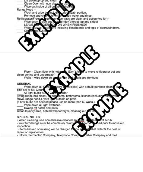 Landlord to Tenant Move-out Checklist - Cleaning - Etsy