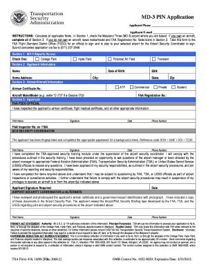 Fillable Online Collegeparkairport MD 3 PIN Application NATA