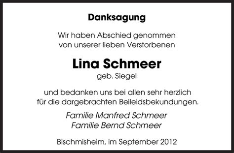 Traueranzeigen Von Lina Schmeer Saarbruecker Zeitung Trauer De