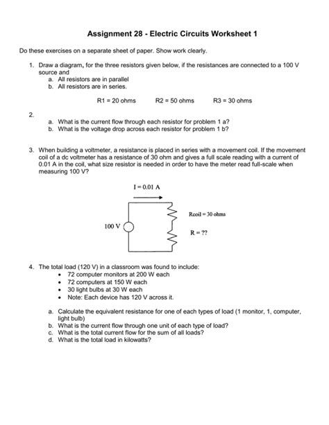 Grade 9 Electric Circuits Worksheets Pdf