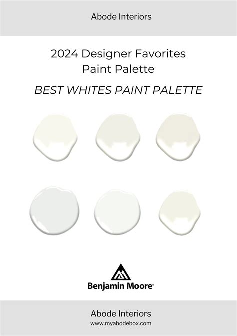 Designer Favorites Best Whites Paint Palette Benjamin Moore White