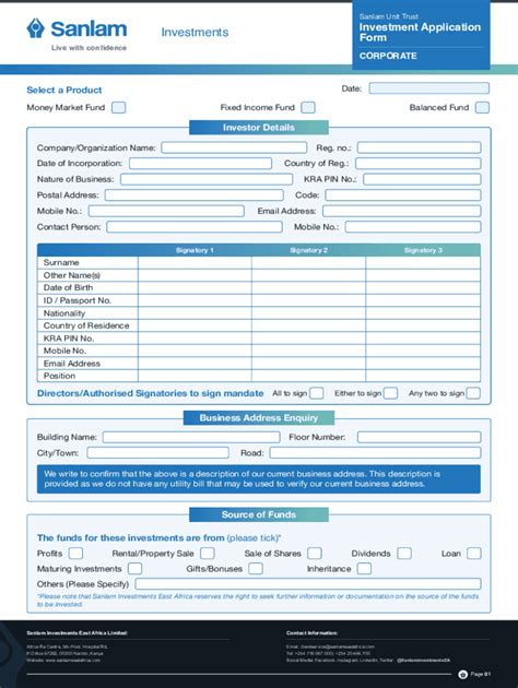 Fillable Online Sanlam Unit Trust Investment Application Form