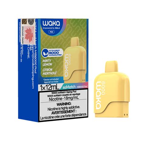 Minty Lemon Waka SoMatch MB6000 Disposable Pods 12mL VapeLoft