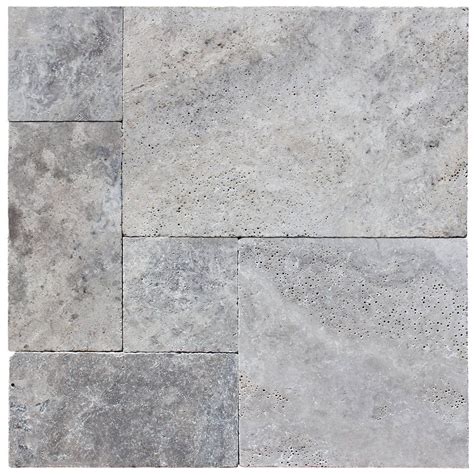 Silver Travertine French Pattern Tumbled Tiles Icon Tile