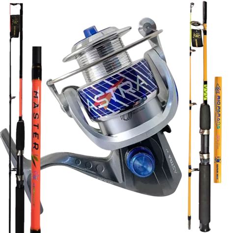 Kit Pesca Pesada Vara 50 Libras 1 80 Metros Molinete 5000 Drag 7 Kg