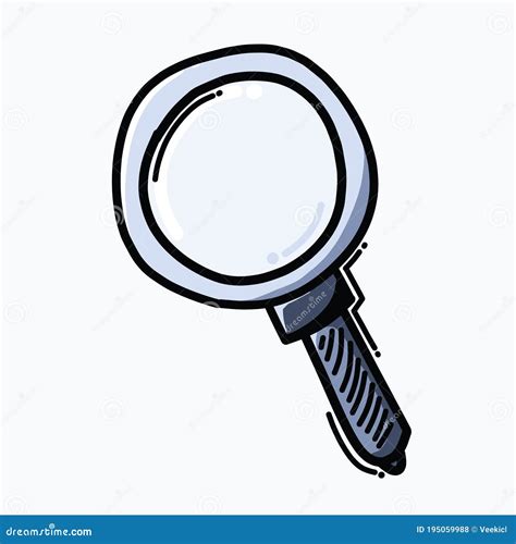 Magnifying Glass Doodle Color Vector Icon Drawing Sketch Illustration