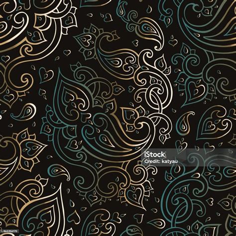 Paisley Beautiful Golden Seamless Background Stock Illustration