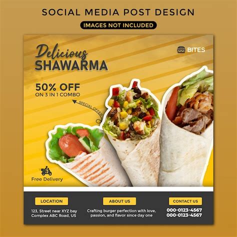 Dise O De Plantillas De Redes Sociales De Comida R Pida Shawarma Para