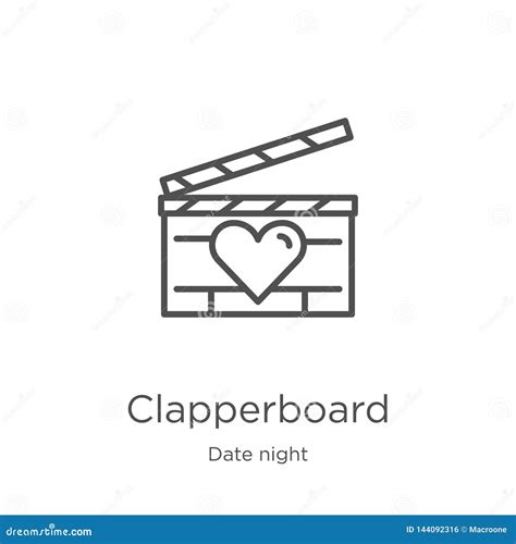 Clapperboard从日期夜汇集的象传染媒介 稀薄的线clapperboard概述象传染媒介例证 R 向量例证 插画 包括有 工作室