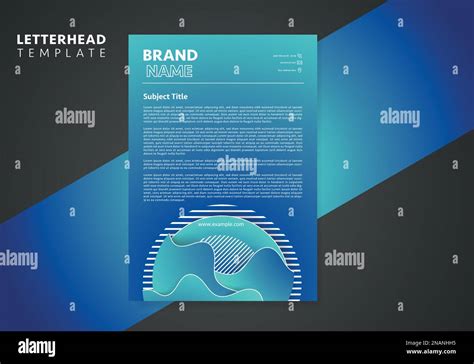 Blue Letterhead Template With Flowing Liquid Shapes Amoeba Forms Abstract Dynamic Gradient