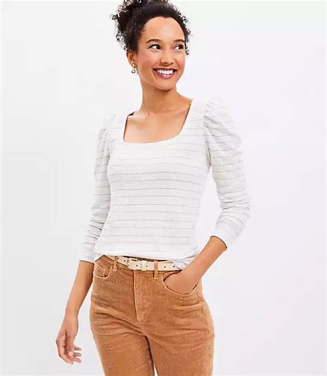 Square Neck Puff Sleeve Tops Loft