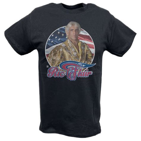 Ric Flair Real American 16x Usa Flag Black T Shirt Extreme Wrestling