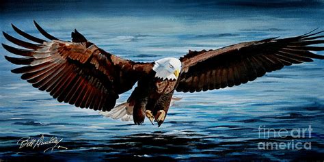 Eagle Over Water Painting By Bill Dunkley Pixels