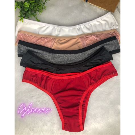Calcinha Lingerie Modelo Tanga Confortaveis Microfibra Basicas Lisas Shopee Brasil