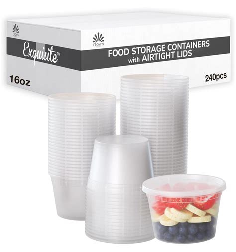 KOUROUU Disposable 16 oz Plastic Containers With Lids - 240 Of Each ...