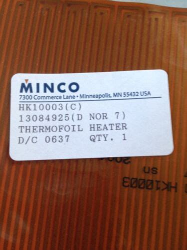 Minco Hk10003c Thermofoil Heaterheating Element 5 X 8 Flexible