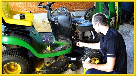 How To Change Oil And Filter On John Deere Riding Lawn Mower La125 Youtube